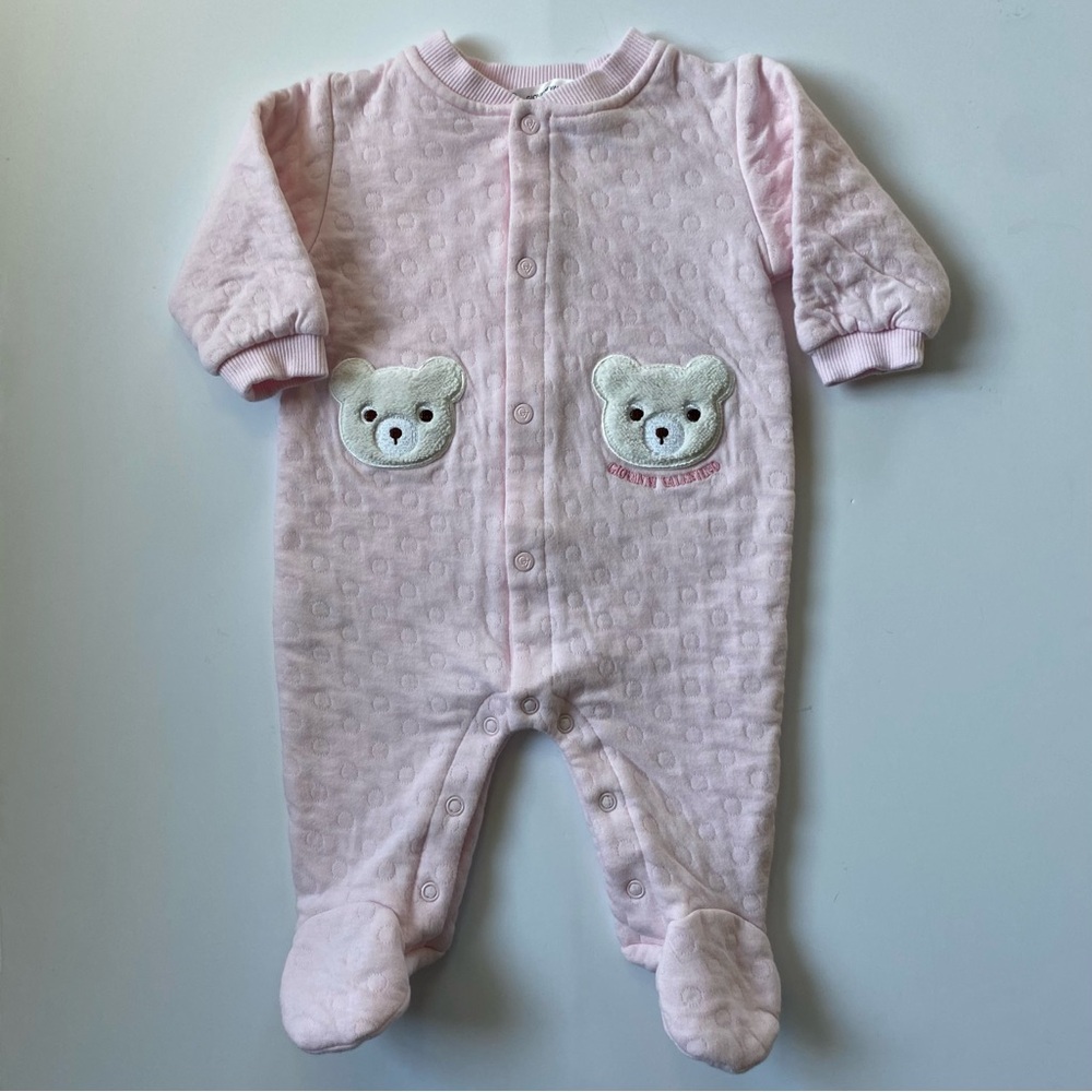 Giovanni Valentino Baby Outfit Size 6 12 Months 70 Pink Girls Romper Bear Faces